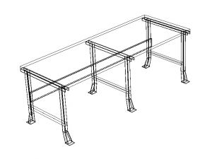 Steel Wood Bench 3D Model