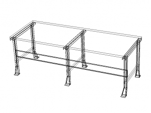 Steel Wood Bench 3D Model