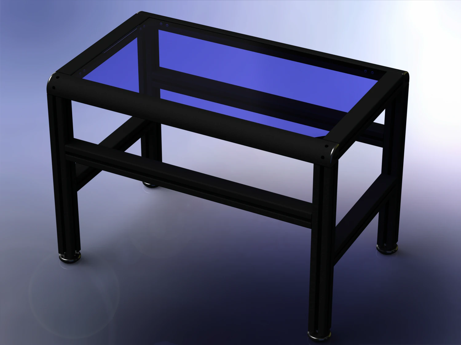 Aluminium Table with Glass Top 3D Model .c4d .max .obj .3ds .fbx .stl .blend 