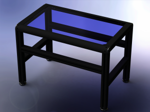 Aluminium Table with Glass Top 3D 모델
