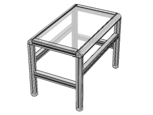Aluminium Table with Glass Top 3D Model