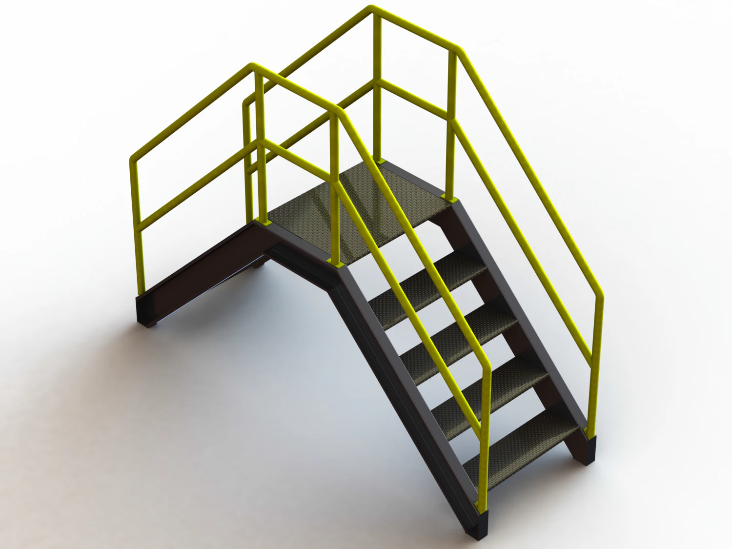 Industrial Steel Crossover Stair 3D Model .c4d .max .obj .3ds .fbx .stl .blend 