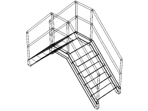 Industrial Steel Crossover Stair 3D Model