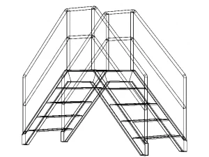 Industrial Steel Crossover Stair 3D Model