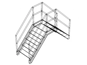 Industrial Steel Crossover Stair 3D Model