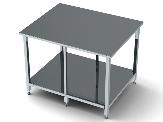 Custom Steel Table With Undershelf 3D 모델 .c4d .max .obj .3ds .fbx .stl .blend 