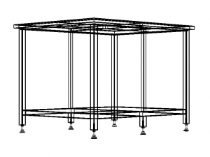 Custom Steel Table With Undershelf 3D 모델