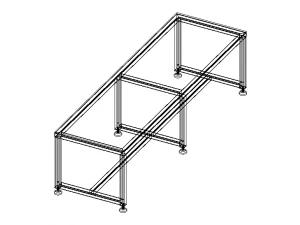 2000x600 Steel Work Table 3D Model