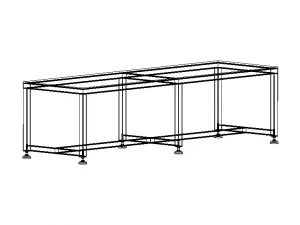 2000x600 Steel Work Table 3D Model