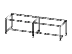 2000x600 Steel Work Table 3D Model