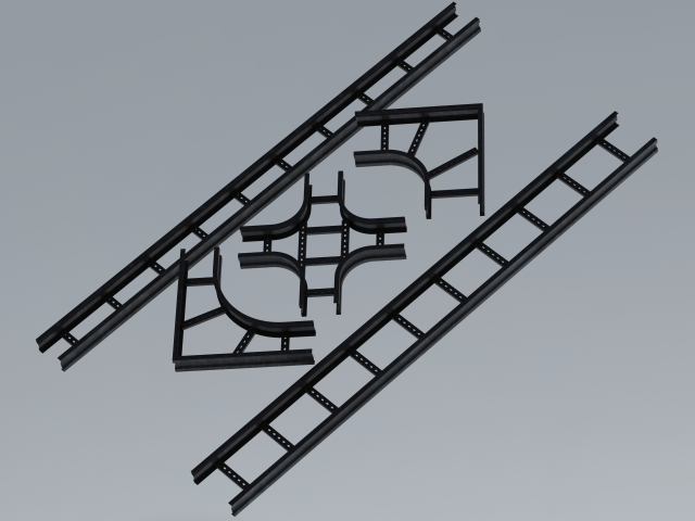 Standard Steel Ladder Type Cable Trays 3D मॉडल .c4d .max .obj .3ds .fbx .stl .blend