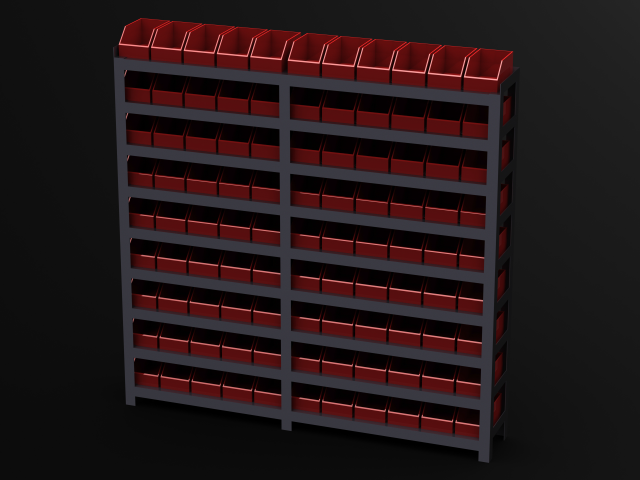 Material Tool Box W Iron Shelf 3D Модель .c4d .max .obj .3ds .fbx .stl .blend 