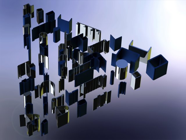 Extruded Aluminium Profile Enclosures Set for Auto Parts 3D Модель .c4d .max .obj .3ds .fbx .stl .blend 