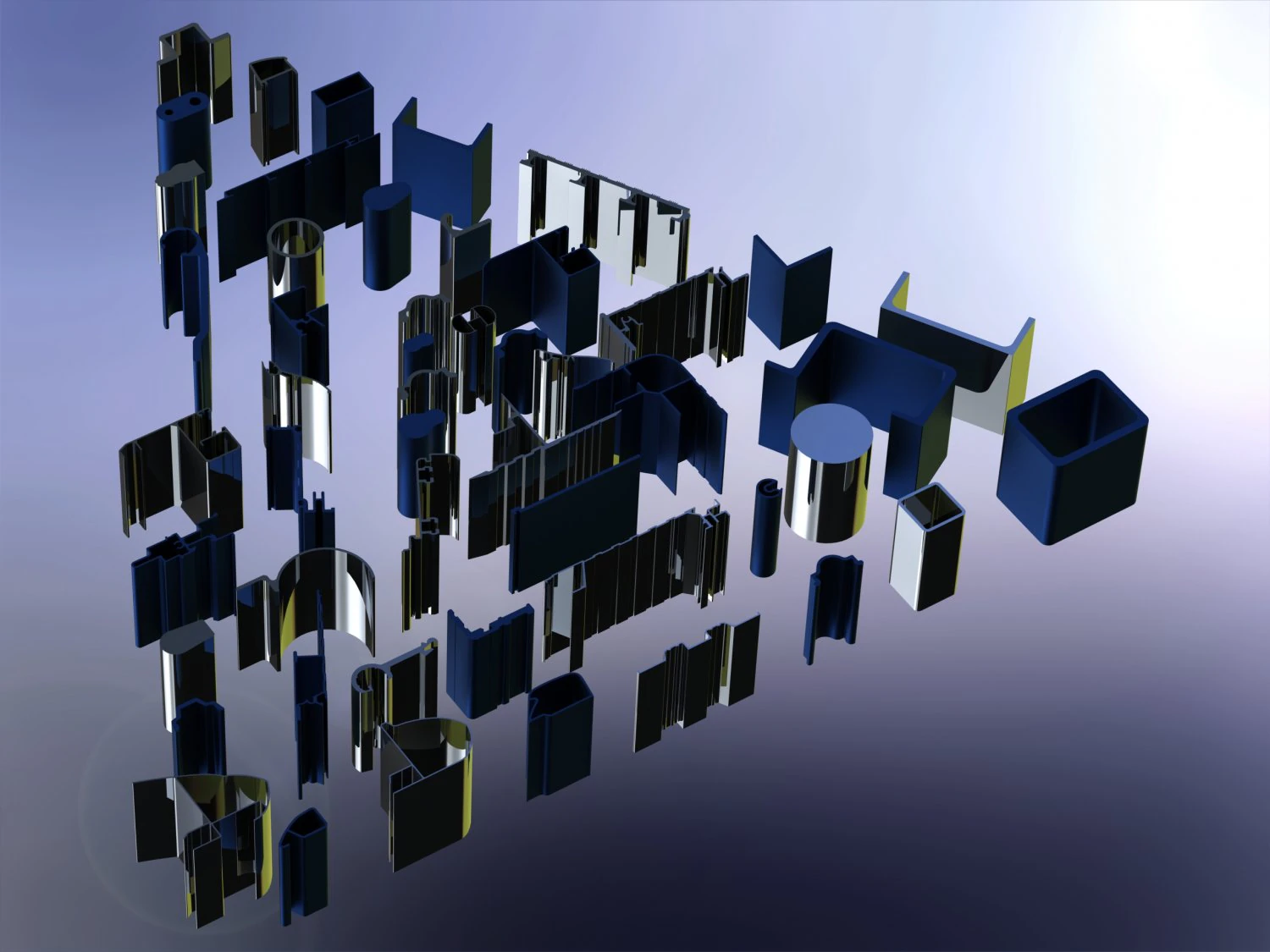 Extruded Aluminium Profile Enclosures Set for Auto Parts 3D Model .c4d .max .obj .3ds .fbx .stl .blend 