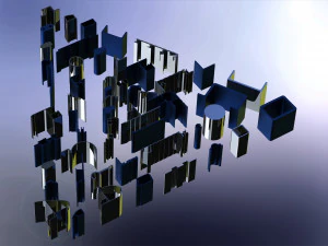 Penutup Profil Aluminium Ekstrusi Ditetapkan untuk Suku Cadang Mobil Model 3D