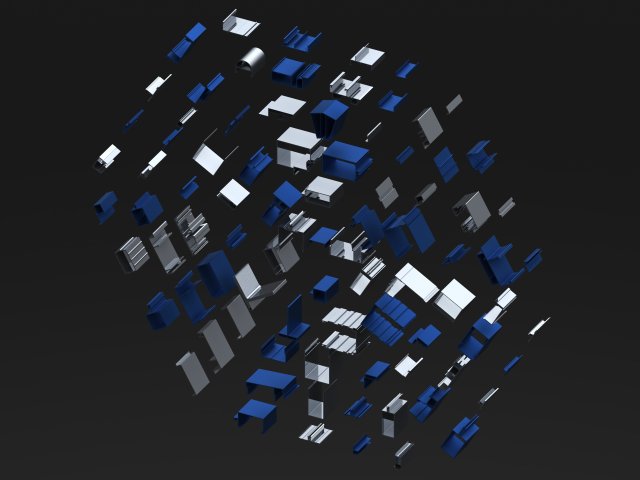 Extruded Aluminium Profile Enclosures Set for Curtain Wall 3D Model .c4d .max .obj .3ds .fbx .stl .blend 
