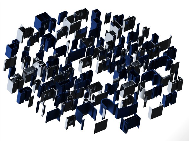 Extruded Aluminium Profile Enclosures Set for Shopfront 3Dモデル .c4d .max .obj .3ds .fbx .stl .blend 