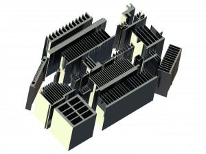 Extruded Aluminium Profile Enclosures Set for Heat Sink Model 3D