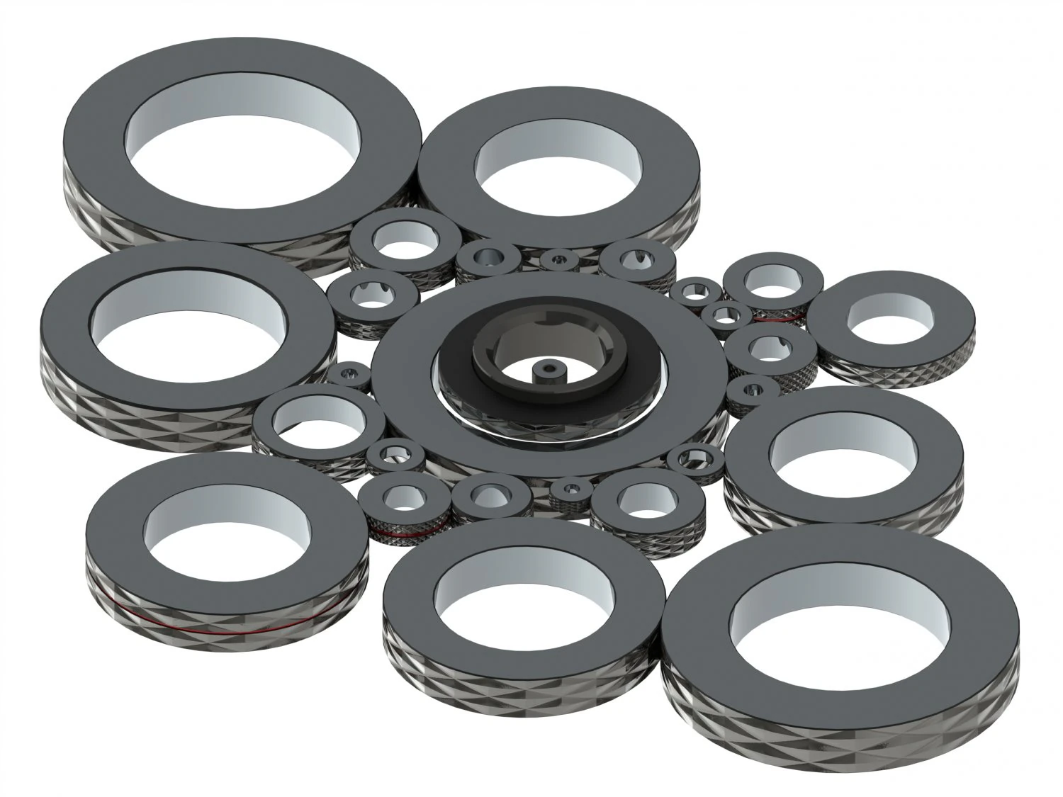 Cylindrical Ring Gages Set for Measuring Range 8 to 175 mm 3D Model .c4d .max .obj .3ds .fbx .stl .blend 