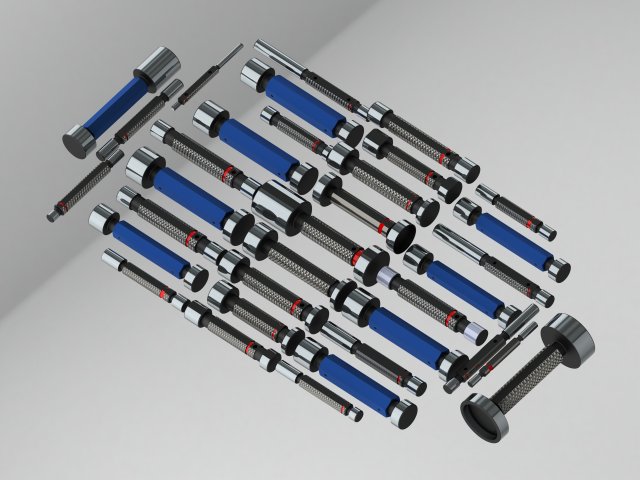 Cylindrical Type Plug Gauge Set for Measuring Range 6 to 50 mm 3D Model .c4d .max .obj .3ds .fbx .stl .blend 