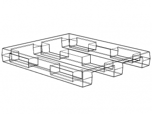 1200X1000mm HDPE Fork Lift Plastic Pallet Modello 3D