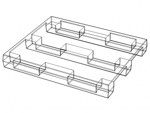 1200X1000mm HDPE Fork Lift Plastic Pallet Modello 3D