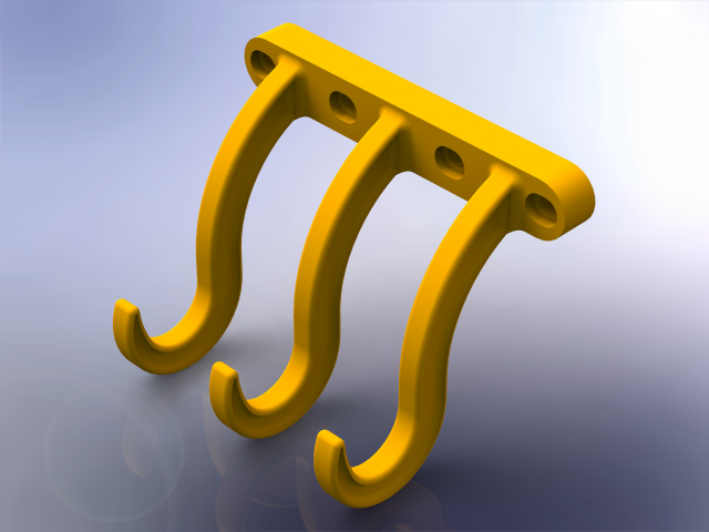 Plastic Triple Wall Hook 3Dプリントモデル .c4d .max .obj .3ds .fbx .stl .blend 