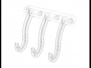 Plastic Triple Wall Hook 3Dプリントモデル