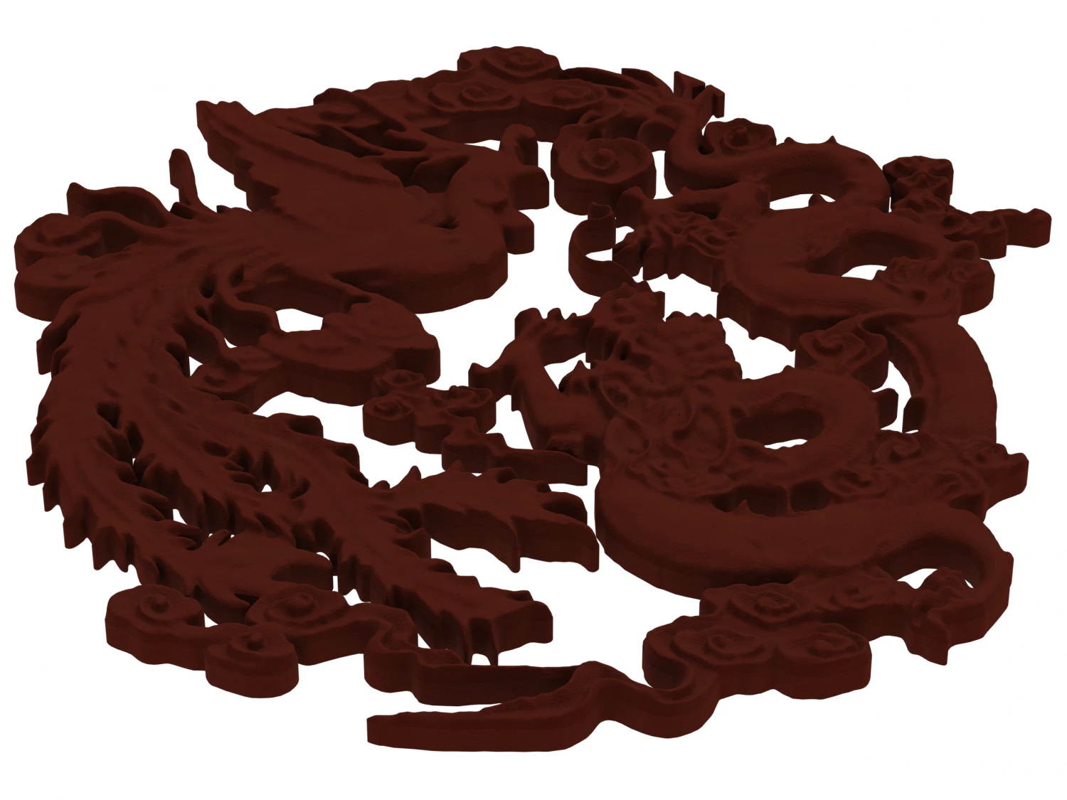 3D Art Dragon and Phoenix Stencil 3D Print Model .c4d .max .obj .3ds .fbx .stl .blend 