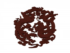 3D Art Dragon and Phoenix Stencil 3D Print Model