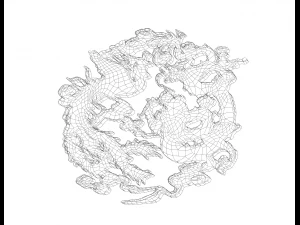 3D Art Dragon and Phoenix Stencil 3D Print Model