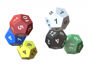 12 Sided Game Dice 6 Colors Modelo de Impressão 3D