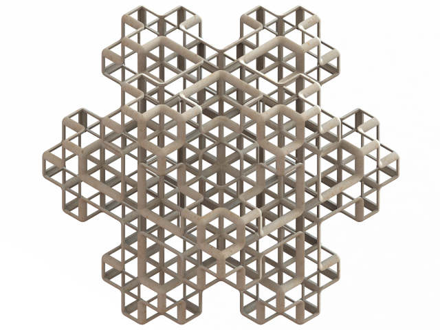 Wireframe Shape Mosely Snowflake 3D Print Model .c4d .max .obj .3ds .fbx .stl .blend 