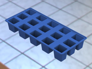 Blue Plastic Ice Cube Tray 3Dプリントモデル