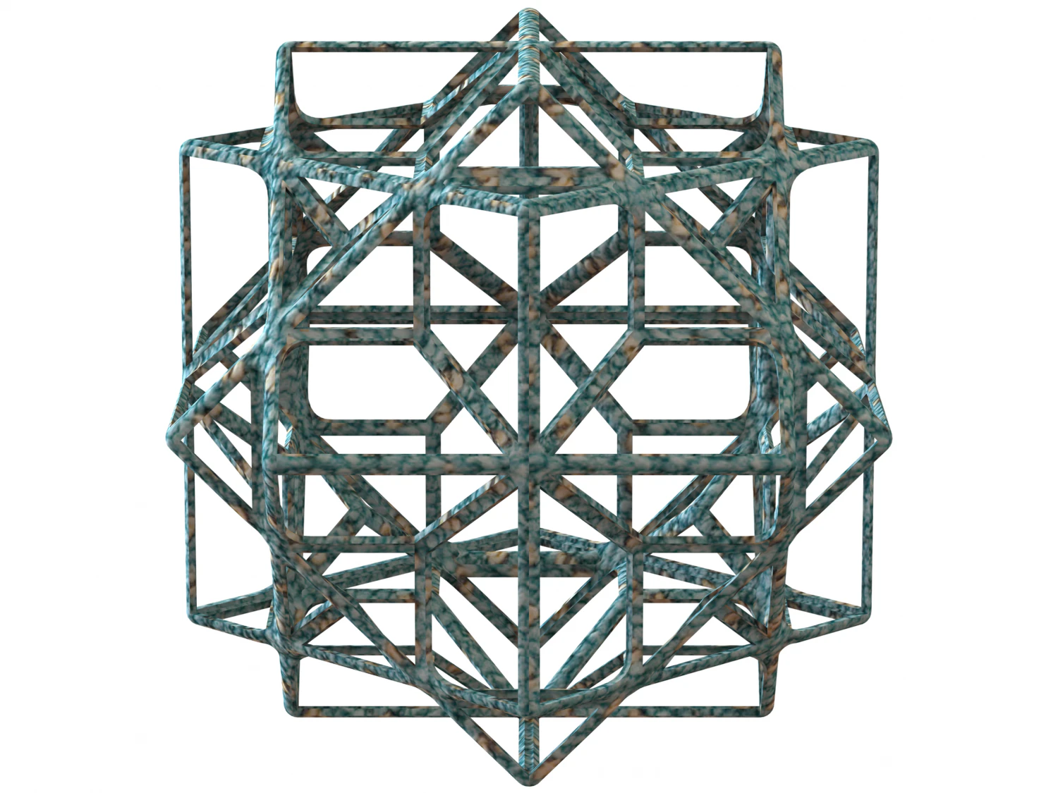 Wireframe Shape Compound of Three Cubes 3D Print Model .c4d .max .obj .3ds .fbx .stl .blend 