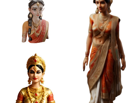 Elegant Indian Women Statues 3Dプリントモデル