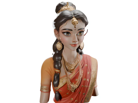 Elegant Indian Women Statues 3D Print Model