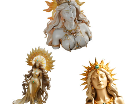 Sun Goddess - Divine Radiance 3D Print Model
