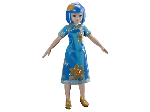 Chinese Traditional Dress Girl Collection 3D Print Model