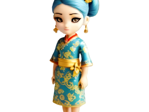 Chinese Traditional Dress Girl Collection 3D Print Model