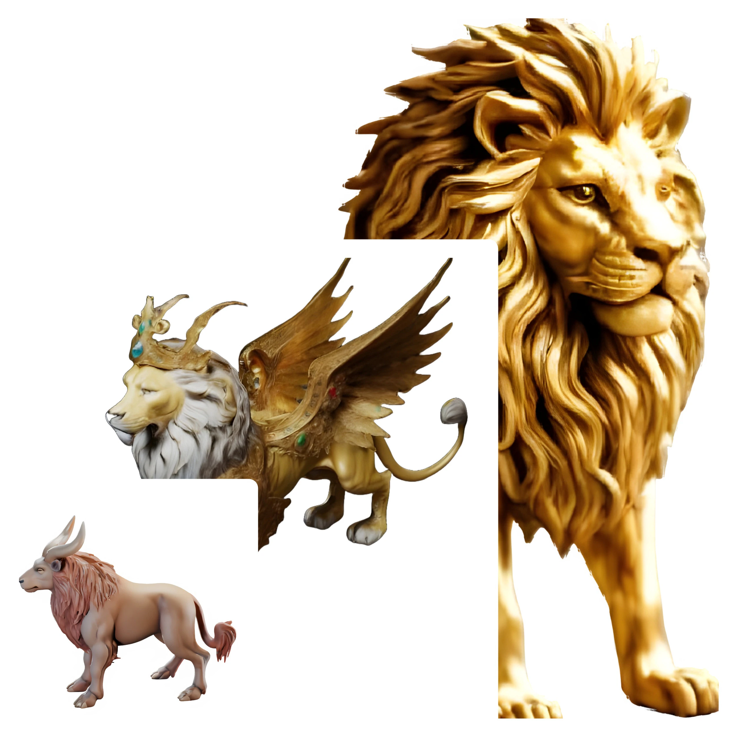 Majestic Creatures - Lion Mythical Beast and Heroic Lion 3D Print Model .c4d .max .obj .3ds .fbx .stl .blend 