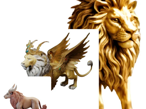 Величні істоти - Лев, міфічний звір і героїчний лев 3D Принт Модель
