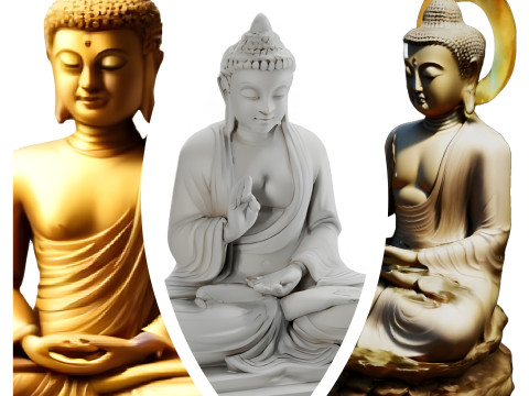 Meditative Buddha Statue Collection 3D Принт Модель