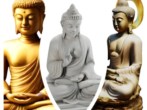Sammlung meditativer Buddha-Statuen 3D Druckmodell