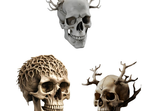 Antler Skull Collection 3D Print Model
