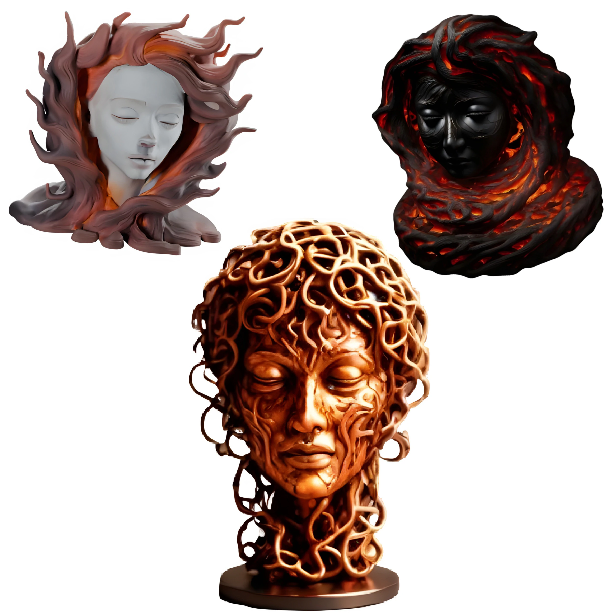 Ethereal Flame Bust 3D Print Model .c4d .max .obj .3ds .fbx .stl .blend