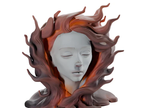 Ethereal Flame Bust 3D Print Model