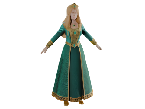 Medieval Fantasy Princess Figurine in Emerald 3D Baskı Modeli