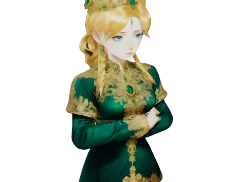 Medieval Fantasy Princess Figurine in Emerald 3D Baskı Modeli
