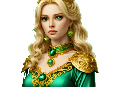 Medieval Fantasy Princess Figurine in Emerald 3D Baskı Modeli